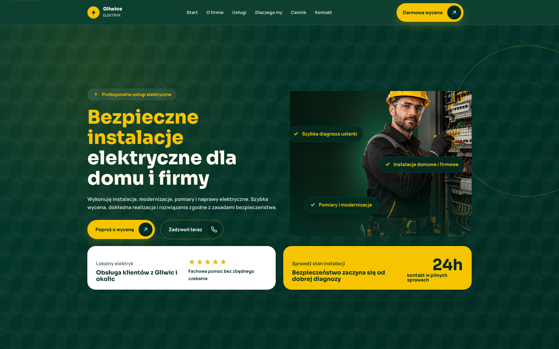 Zrzut hero strony Elektryk