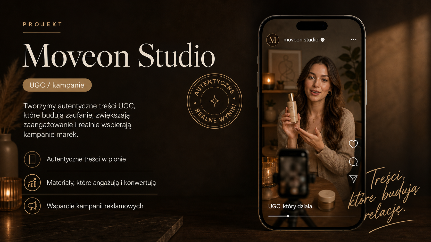 Projekt Moveon Studio - materiały UGC i reklamy