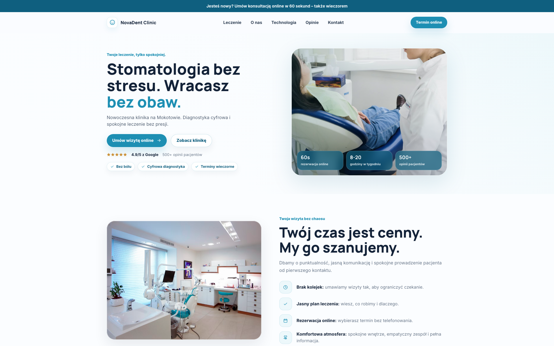 Zrzut hero strony NovaDent